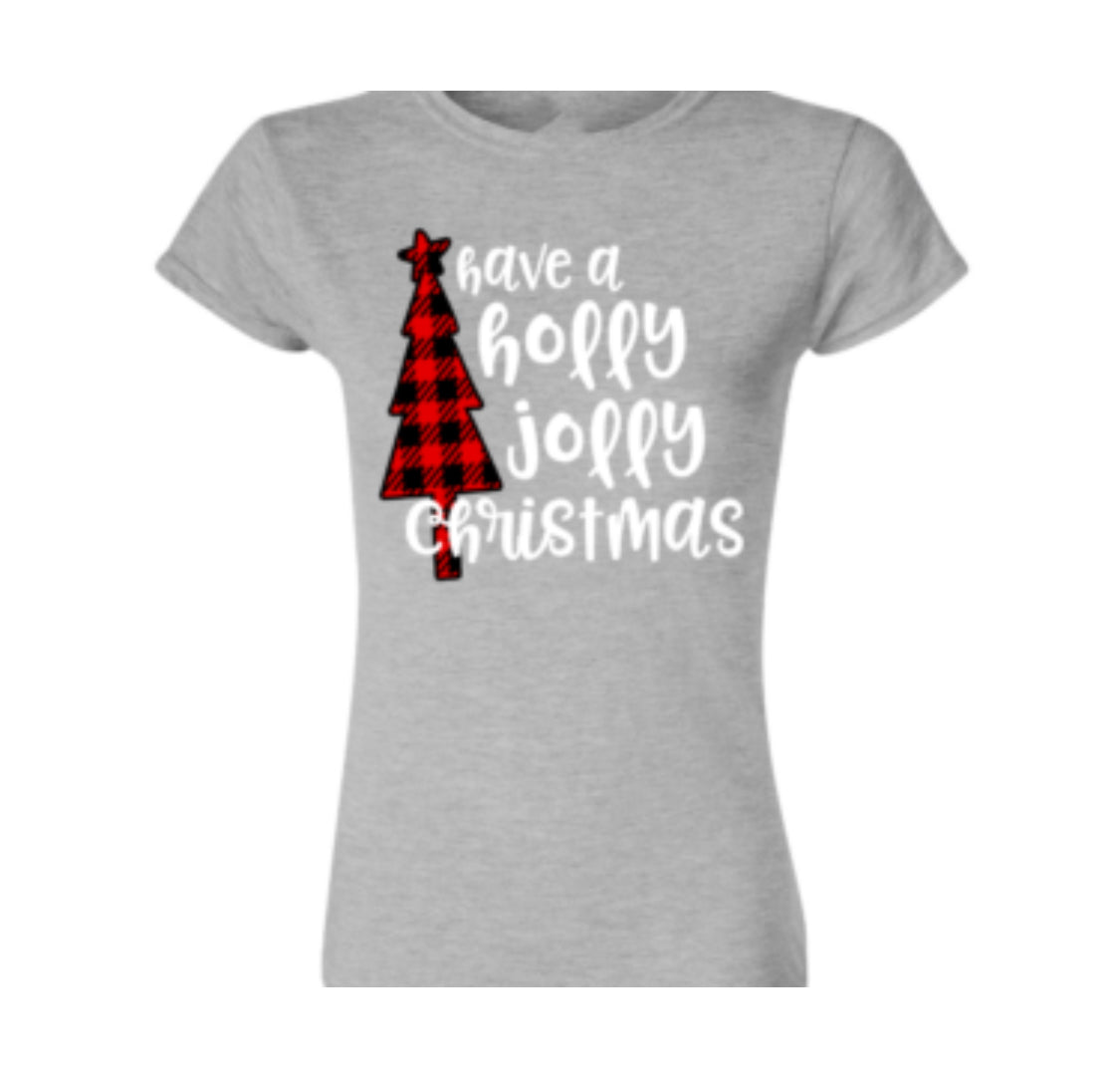 Adult T-shirt with Have a Holly Christmas Print